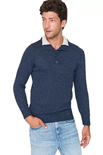 Trendyol Męska bluza z golfem jednokolorowa wąska bluza, granatowy, L - Bluzy męskie - miniaturka - grafika 1