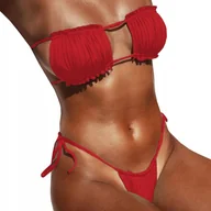 Stroje kąpielowe - STRÓJ KĄPIELOWY DWUCZĘŚCIOWY SEXY BIKINI BRAZYLIJSKIE MARSZCZONA OPASKA S - miniaturka - grafika 1