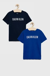 Koszulki i topy damskie - Calvin Klein Underwear Underwear t-shirt bawełniany dziecięcy kolor granatowy z nadrukiem - grafika 1