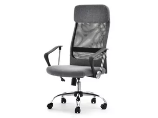 Fotel biurowy, krzesło biurowe Nowoczesny Fotel Biurowy Kobe Z Szarej Tkaniny I Czarnej Siatki Mesh - Fotele i krzesła biurowe - miniaturka - grafika 1