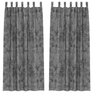 Zasłony - vidaXL Zasłona z zasłonami 2 pcs Szary 260 x 140 cm Aksamit - miniaturka - grafika 1