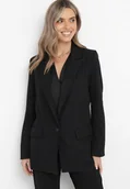 Marynarki i żakiety damskie - Czarna Marynarka Zapinana na Guzik z Kieszeniami Polxeni - miniaturka - grafika 1
