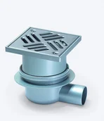 Akcesoria do armatury i ceramiki - Wpust Classic DN50, odpł.boczny z przykręcaną kratką nierdz.138x138 - miniaturka - grafika 1