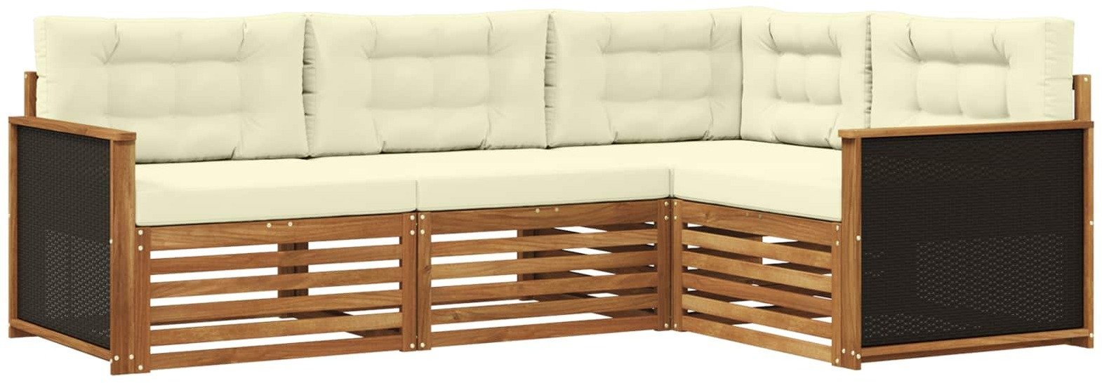 vidaXL Zestaw sof na zewnątrz 4 pcs Naturalny i Kremowy