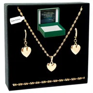 Zestawy biżuterii dla kobiet - KOMPLET BIŻUTERII DAMSKIEJ KOLCZYKI NASZYJNIK SERCA PREZENT DLA NIEJ 60CM - miniaturka - grafika 1