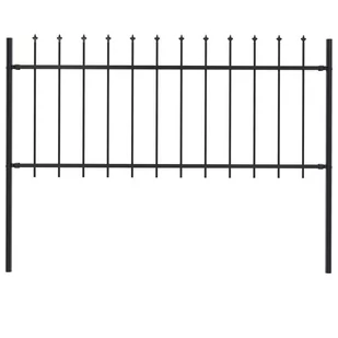 Panel ogrodzeniowy z grotami, stal, 1,7 x 0,8 m, czarny - Ogrodzenia - miniaturka - grafika 2