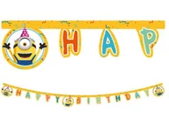 Dekoracje sali - Procos Baner flagi na imprezę "Minionki 2 Happy Birthday 200 cm - miniaturka - grafika 1