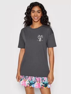 Koszulki sportowe damskie - Femi Stories T-Shirt Loose Szary Regular Fit - grafika 1