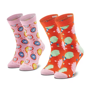 Skarpetki damskie - Happy Socks Zestaw 2 par wysokich skarpet dziecięcych KCOC02-2900 Pomarańczowy - grafika 1