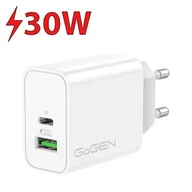 Ładowarki do telefonów - Ładowarka sieciowa GoGEN ACHPD230, 1xUSB-C PD, 1x USB-A, 30W (ACHPDQ230W) Biała - miniaturka - grafika 1