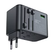 Ładowarki do telefonów - Uniwersalna ładowarka podróżna GaN 2x USB-A 3x USB-C wtyczki UK EU USA AUS czarna - miniaturka - grafika 1