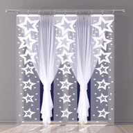 Firany - Firanka panel żakardowy frędzle Spadające Gwiazdy 50x250 cm biały - miniaturka - grafika 1