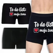 Majtki damskie - BOKSERKI CZARNE Prezent Walentynki Rocznicę Męża TO DO LIST: MOJA ŻONA M - miniaturka - grafika 1