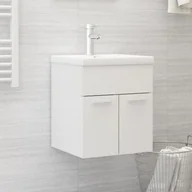 Szafki łazienkowe - VidaXL Lumarko Szafka z wbudowaną umywalką, biała, wysoki połysk, płyta! 3071636 VidaXL - miniaturka - grafika 1