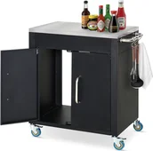 Wózki kuchenne - HOMCOM Wózek kuchenny na kółkach, wózek do serwowania, wózek kuchenny z szafką, haczykami i uchwytami ze stali nierdzewnej, wózek, pomoc kuchenna, czarny, 86 x 50 x 86,5 cm - miniaturka - grafika 1