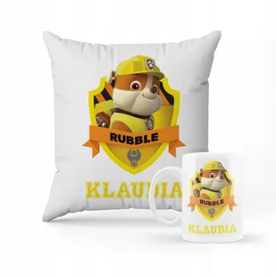 ZESTAW KUBEK + PODUSZKA PSI PATROL RUBBLE + IMIĘ - Gadżety dla niej i dla niego - miniaturka - grafika 1