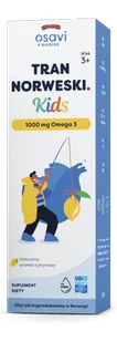 Osavi - Tran Norweski Kids, 1000mg Omega 3, Cytryna, 50 ml - Witaminy i minerały - miniaturka - grafika 1