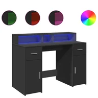 Biurka - vidaXL Biurko z podświetleniem LED, czarne, 120x55x91 cm - miniaturka - grafika 1