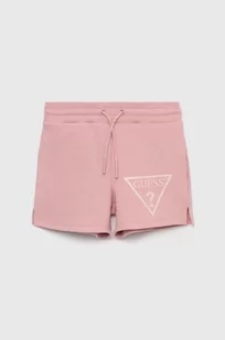 Guess szorty dziecięce kolor różowy z nadrukiem - Spodnie i spodenki dla dziewczynek - miniaturka - grafika 1