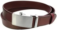 Paski - Pasek Męski Skórzany MASSIMO (PL) Skóra Licowa EXTRA 35 mm BORDOWY Gładki Klamra Samozaciskowa SREBRNA 34 - miniaturka - grafika 1