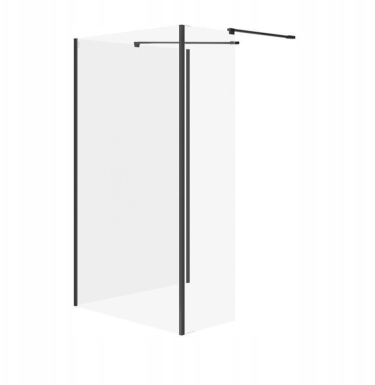 Cersanit kabiny walk-in SET B799: Kabina walk-in MILLE ścianka stała czarny 90x100x30x200 S601-186