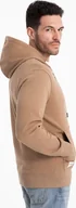 Bluzy męskie - Ombre Bluza męska dresowa BASIC rozpinana z kapturem - brązowa V2 OM-SSBZ-0178 S - miniaturka - grafika 1