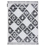 Dywany - Dywan MAROC P662 Romby czarny / biały Frędzle berberyjski marokański shaggy szary 180x270 cm - miniaturka - grafika 1