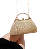 Torebki damskie - TORBKA PUZDERKO WIZYTOWA ZŁOTA WIECZOROWA elegancka ŁAŃCUSZEK - miniaturka - grafika 1