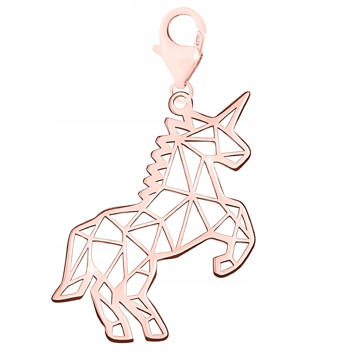 Zawieszka Pozłacana Blaszka z Jednorożcem Origami Jednorożec SREBRO 925