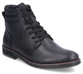 Botki męskie - Buty męskie zimowe Rieker F4544-00 trzewiki ocieplane skórzane czarne -46 - miniaturka - grafika 1