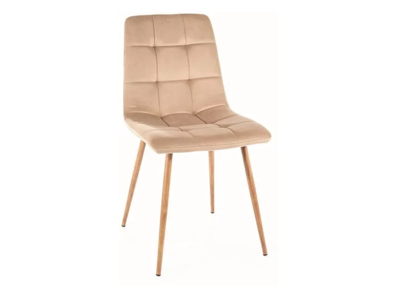 Krzesło tapicerowane do jadalni MILA D VELVET beżowe/dąb SIGNAL