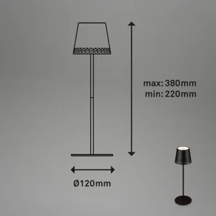 Briloner Lampa stołowa LED Kiki z akumulatorem 3000K, czarna - Lampy stojące - miniaturka - grafika 1