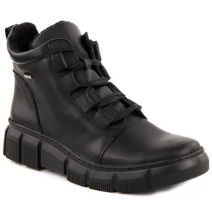 Skórzane botki damskie ocieplane komfortowe czarne Helios 523 - Botki damskie - miniaturka - grafika 1