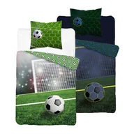 Pościel dla dzieci - Detexpol Pościel dziecięca świecąca w ciemności 140x200 3685A zielona z piłką nożną przed bramką FluoDream - miniaturka - grafika 1