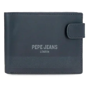 Pepe Jeans Głęboki poziomy portfel zatrzaskowy niebieski 11x8,5x1 cm Skóra by Joumma Bags, Niebieski, Talla única, Portfel poziomy z zapięciem na klik - Portfele - miniaturka - grafika 1