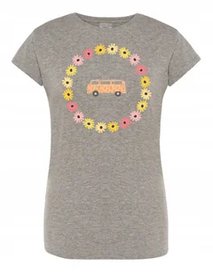 T-Shirt damski nadruk RETRO Van Bus Kwiatki r.L - Koszulki i topy damskie - miniaturka - grafika 1