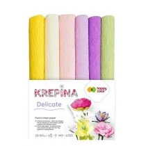 Krepina marszczona 25x100cm mix Delicate 6 rolek - Szkolne artykuły papiernicze - miniaturka - grafika 1