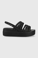 Sandały damskie - Crocs sandały Brooklyn Strappy Low Wedge damskie kolor czarny na platformie 206751 - miniaturka - grafika 1