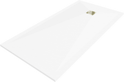 Brodziki prysznicowe - Mexen Stone+ brodzik kompozytowy prostokątny 200 x 90 cm, biały, maskownica złota - 44109020-G - miniaturka - grafika 1