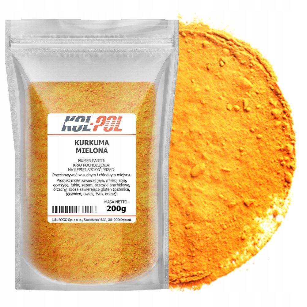 KURKUMA MIELONA 200g Naturalna aromatyczna przyprawa wysoka jakość Kol-Pol
