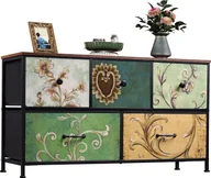 Szafki RTV - Fortuna Lai komoda z 5 szufladami komoda do sypialni industrialna szafka RTV szafka z szufladami metalowa rama drewniana powierzchnia do salonu pokój dziecięcy przedpokój rustykalny - miniaturka - grafika 1