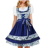 Stroje karnawałowe - Krüger Madl Dirndl w Niebieskich Różach Tradycyjny Niemiecki Strój Sukienka - miniaturka - grafika 1