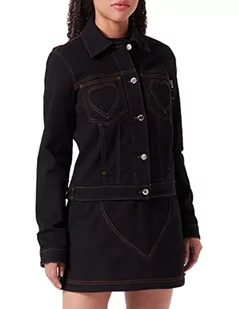 Love Moschino Trucker Kurtka Damska, Czarny, 34 - Kurtki damskie - miniaturka - grafika 1
