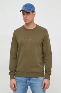 Pepe Jeans bluza bawełniana Joe Crew męska kolor zielony z aplikacją - Bluzy męskie - miniaturka - grafika 1