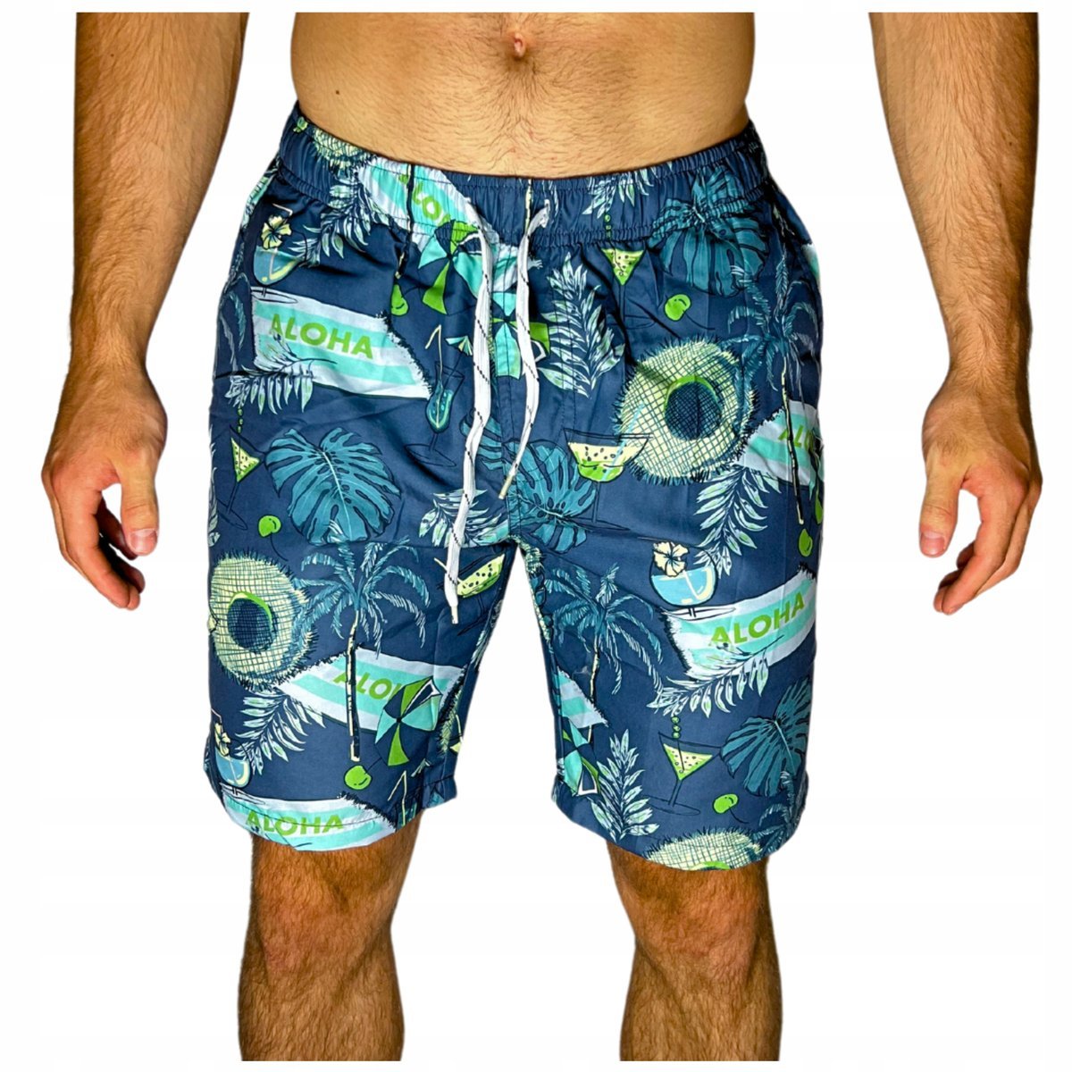 Spodenki Plażowe Szorty Młodzieżowe Hawajskie Kąpielówki Siatka SLIM XL