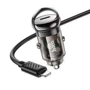 HOCO ładowarka samochodowa Typ C + kabel Typ C do Apple Lightning 8-pin PD 30W Z53 czarna - Akcesoria do smartwatchy - miniaturka - grafika 1