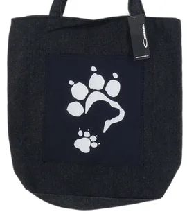 POJEMNA TORBA NA RAMIĘ DO MIASTA SHOPPERKA CZARNA PSIA ŁAPA - Torby i wózki na zakupy - miniaturka - grafika 1