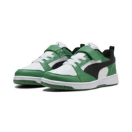 Buty trekkingowe dziecięce - Dziecięce sneakersy PUMA Rebound V6 Lo PUMA White Black Archive Green - miniaturka - grafika 1