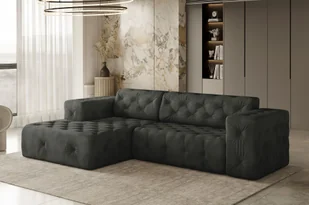 Sofa w kształcie L LUX narożnik, tkanina Whisper, wiele kolorów Grafitowy Lewostronny - Narożniki - miniaturka - grafika 1