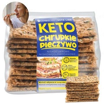 Pieczywo Chrupkie Keto bez cukru bez węglowodanów niskie Ig Błonnikowe